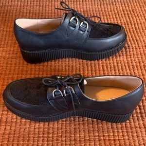 NWT Faux Leather / Velvet Creepers 1” Platform